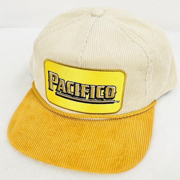 Other - Pacifico Drink Corduroy Golf A-Frame Hat Cap Adjustable Snapback Beige Rope